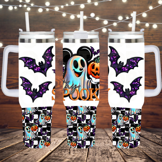 Spooky Batty Ghost - TOP & BOTTOM SET - 40 oz Tumbler UV DTF Transfer Film