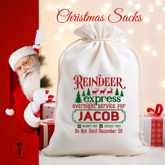 Personalized Santa Christmas Sack DTF Transfer – Custom Holiday Gift Bag Design - Design 8