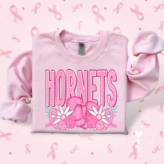 Hornets Breast Cancer Sports Mascot DTF Transfer Film SD074