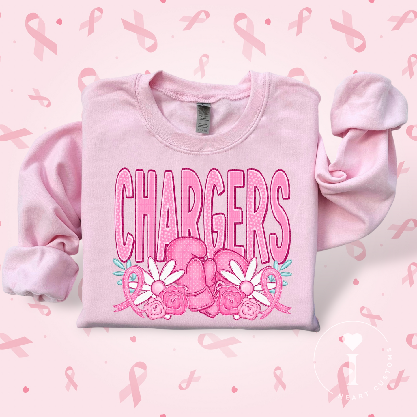 Chargers Breast Cancer Sports Mascot DTF Transfer Film SD074