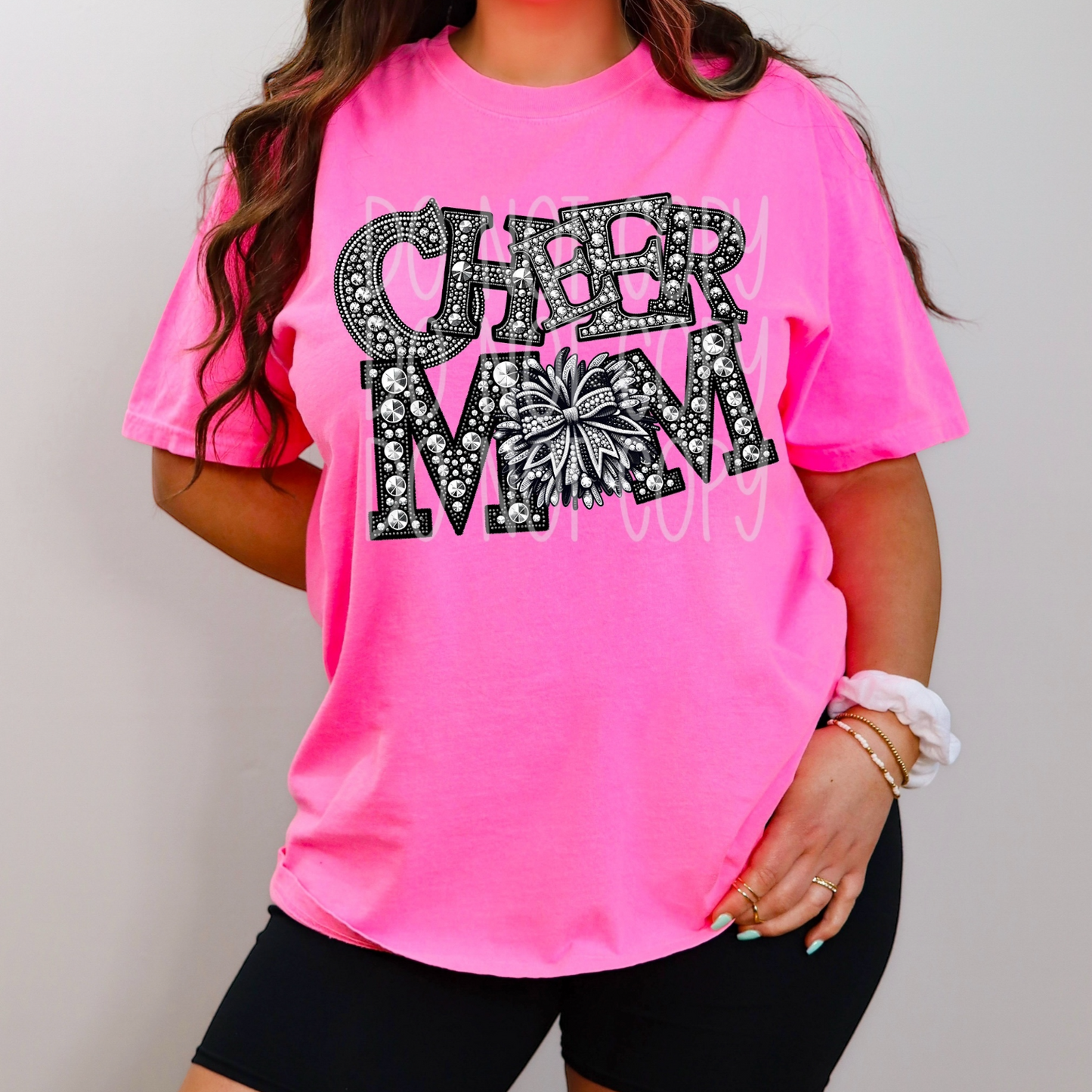 Cheer Mom - Faux Rhinestone Faux Embroidered DTF Transfer Film