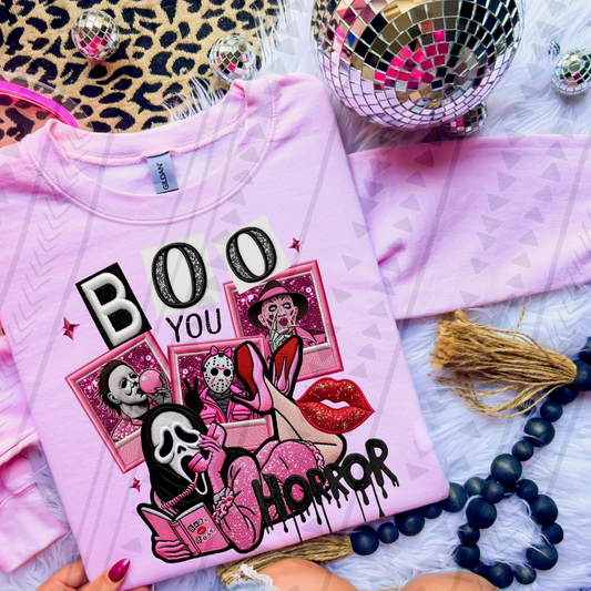 Faux Embroidery Boo you Horror DTF Transfer Film