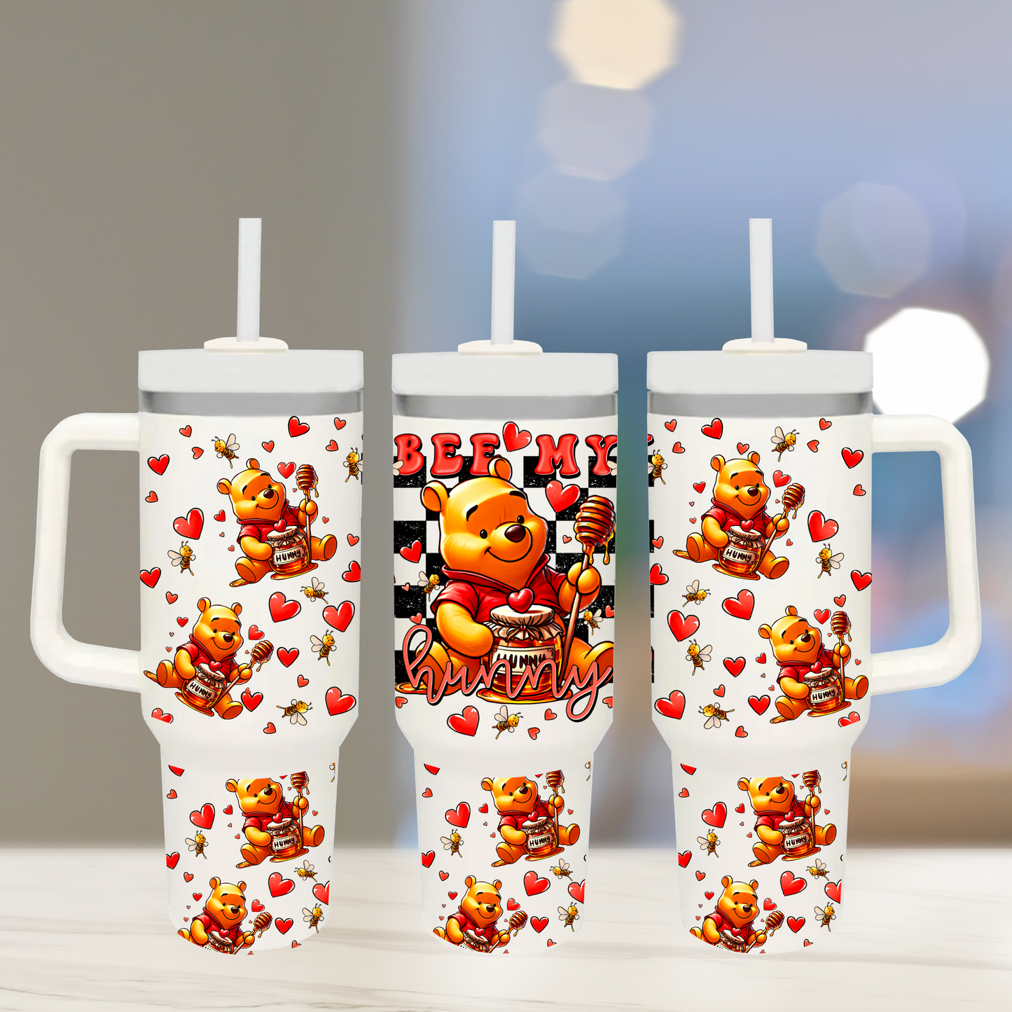 Bee my Valentine - TOP & BOTTOM SET - 40 oz Tumbler UV DTF Transfer Film