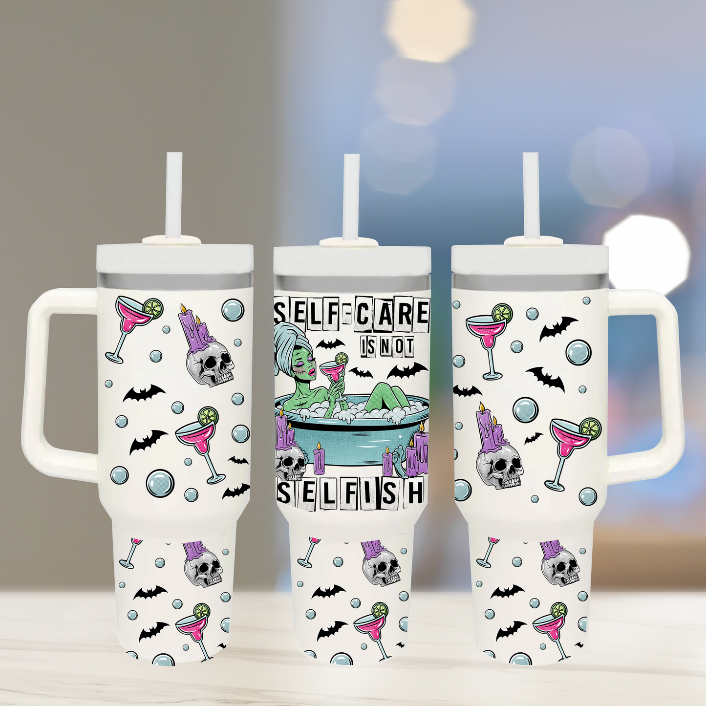 Self care - TOP & BOTTOM SET - 40 oz Tumbler UV DTF Transfer Film