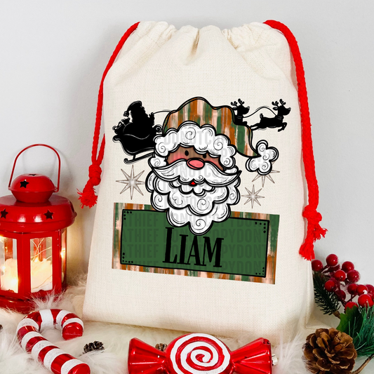 Customize it! Christmas Santa V2 Sack Green with Name Transfer Film SD114