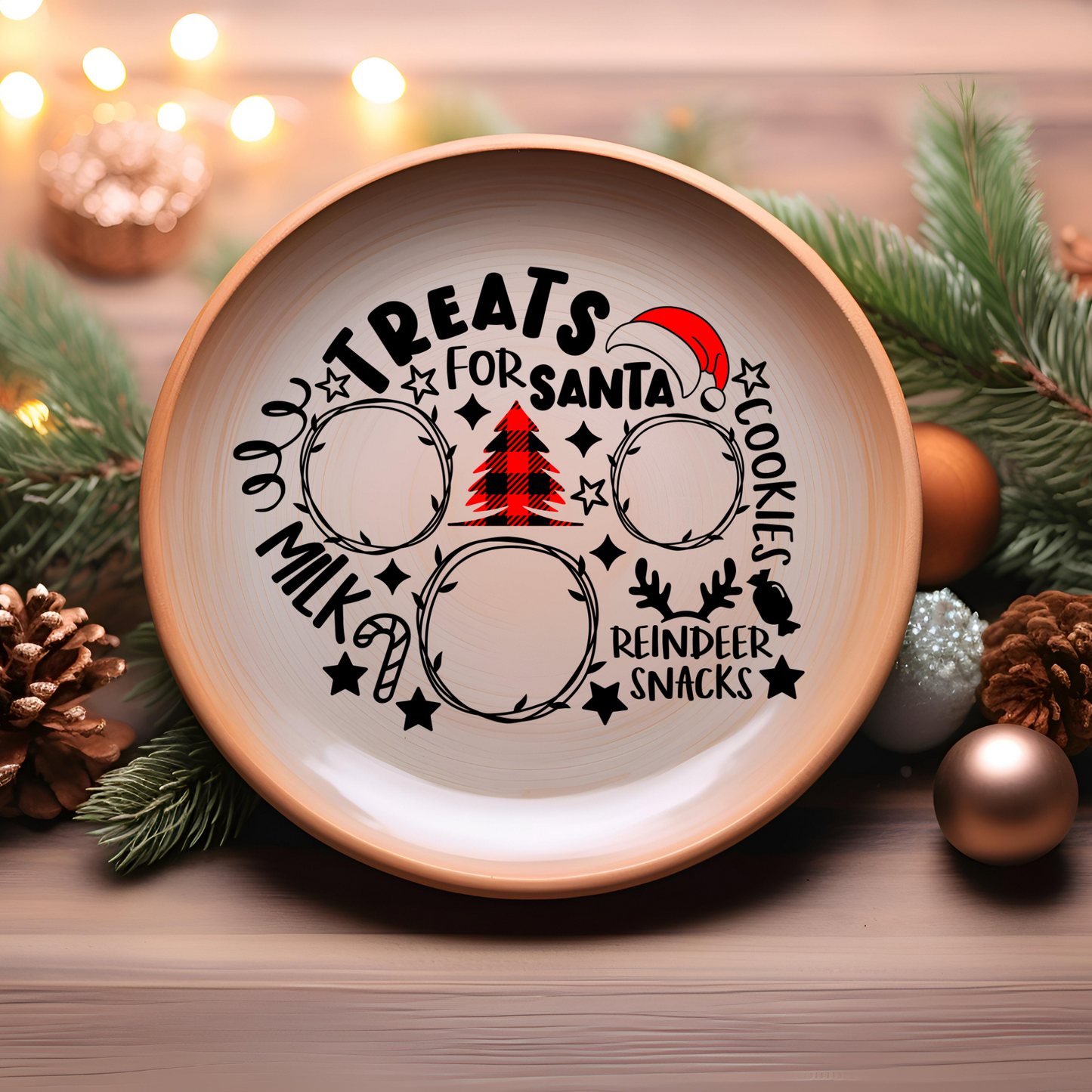 UV DTF Transfers for Santa Plates – Easy Peel, Rub & Stick Holiday Designs - Style 4