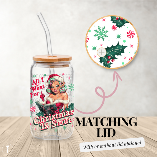 Vintage Pinup Christmas is smut Girl V1 - 16oz UV DTF Transfer Film Wrap and Matching Lid G114