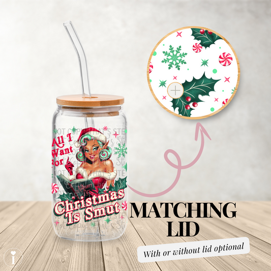 Vintage Pinup Christmas is smut Girl V2 - 16oz UV DTF Transfer Film Wrap and Matching Lid G114