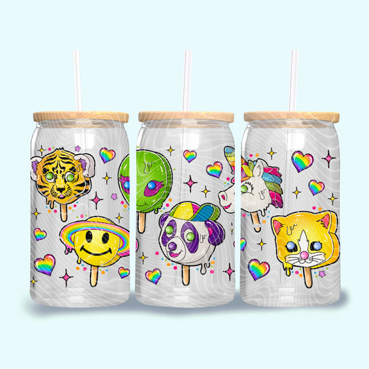 Rainbow Animal Friends Popsicles- 16oz UV DTF Transfer Film