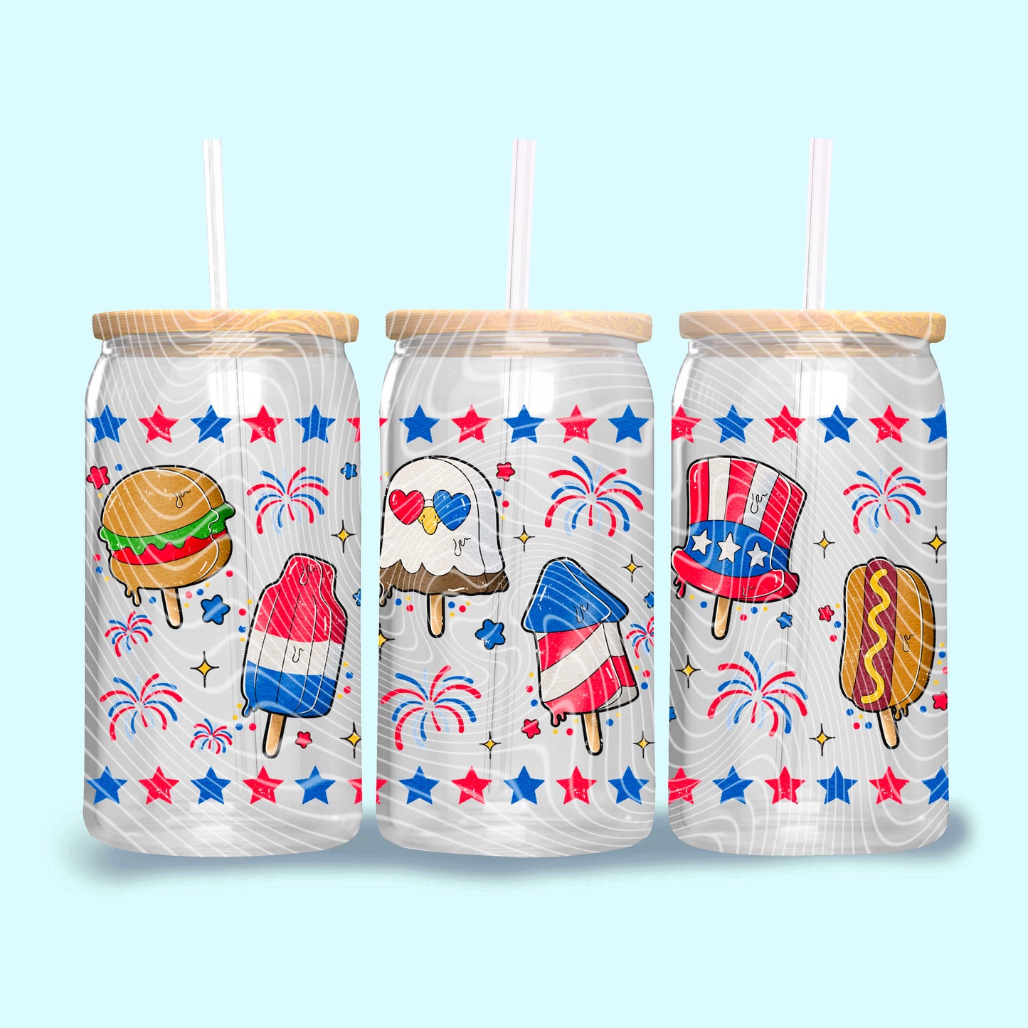 Summer 4th of July popsicles - 16oz UV DTF Transfer Film