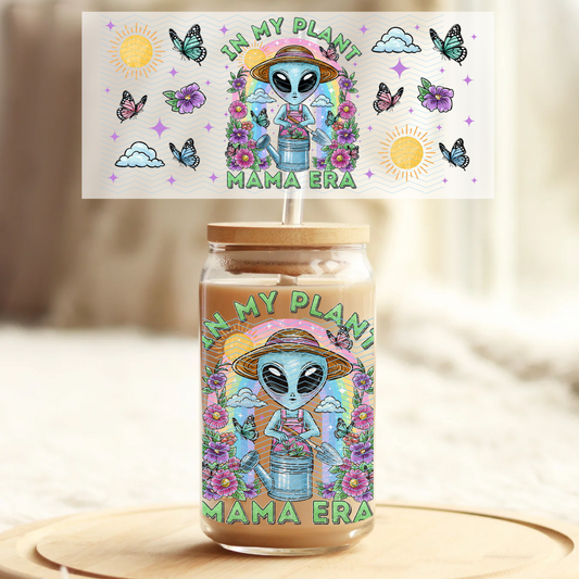 Alien Plant Mama Era - 16oz Glass UV DTF Transfer Film