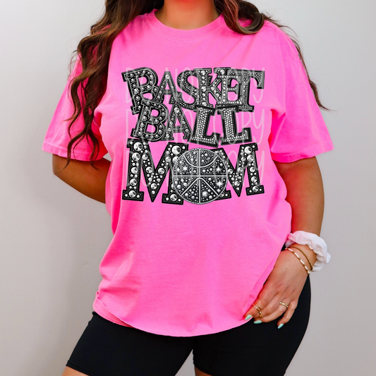Basketball Mom - Faux Rhinestone Faux Embroidered DTF Transfer Film