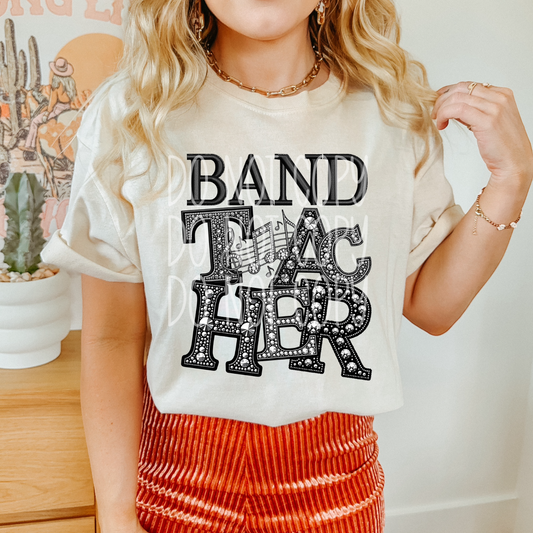 Band Teacher - Faux Rhinestone Faux Embroidered DTF Transfer Film