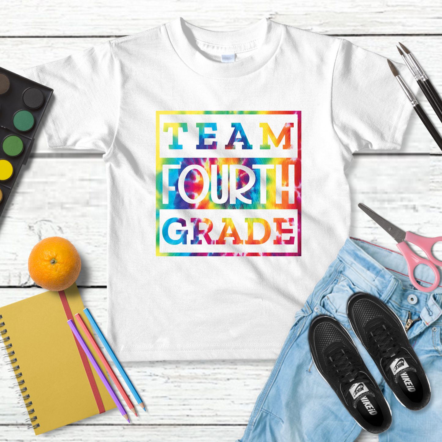 Tie Dye Team Fourth Grade Youth Cotton T-shirt