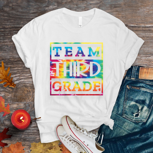 Tie Dye Team Third Grade Adult Cotton T-shirt
