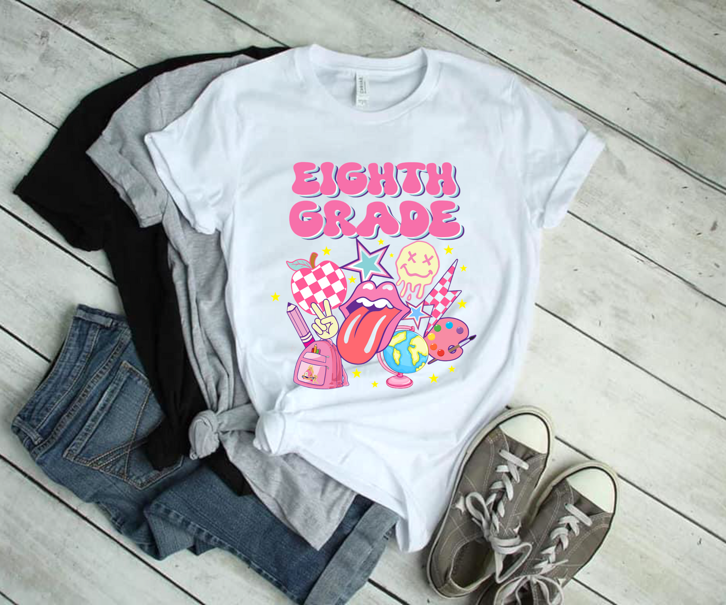 Retro Eigth Grade Adult Cotton T-shirt