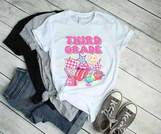 Retro Third Grade Adult Cotton T-shirt