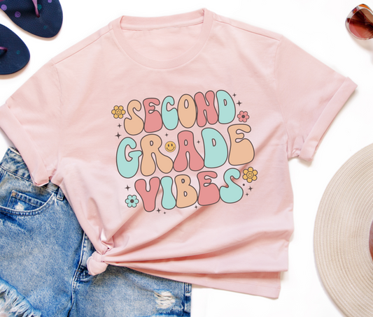 Groovy Second Grade Adult Cotton T-shirt