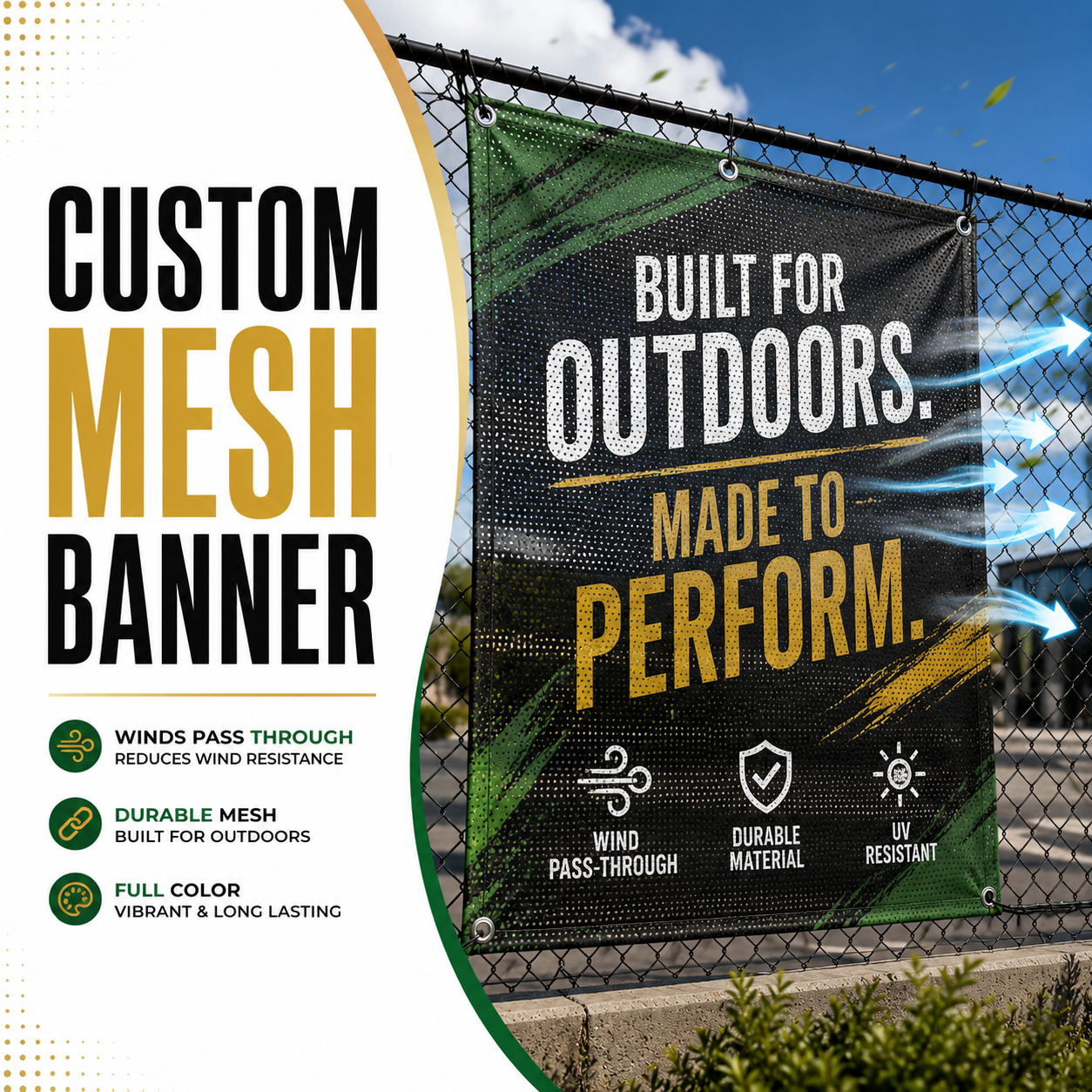 Custom Mesh Banners – Outdoor Wind-Resistant Banner Printing