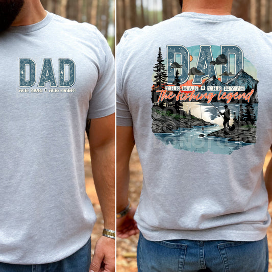 Dad, the fishing legend with matching front pocket DTF Transfer Film