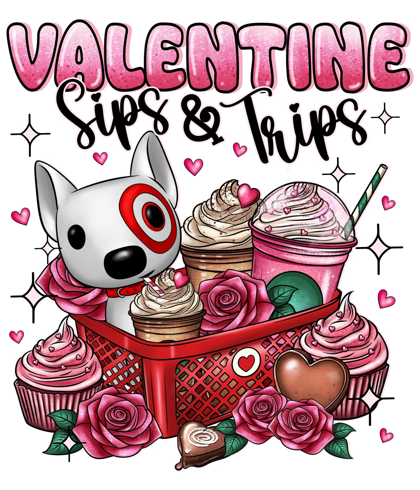 Sips & Trips Valentine Sweatshirt – Coffee & Travel Inspired Valentine Design