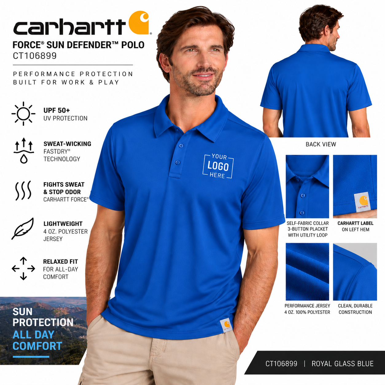 Custom Carhartt Force® Sun Defender™ Polo | CT106899