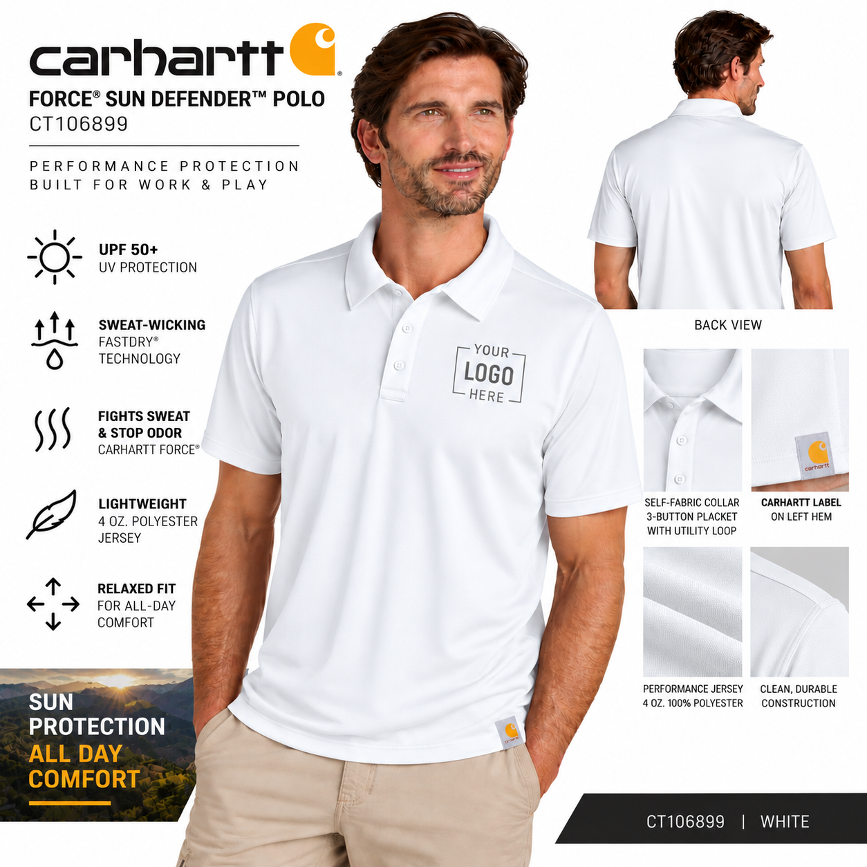 Custom Carhartt Force® Sun Defender™ Polo | CT106899