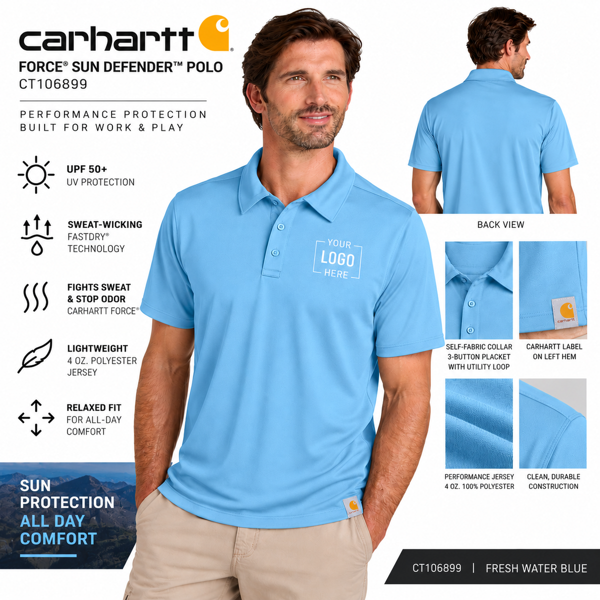 Custom Carhartt Force® Sun Defender™ Polo | CT106899