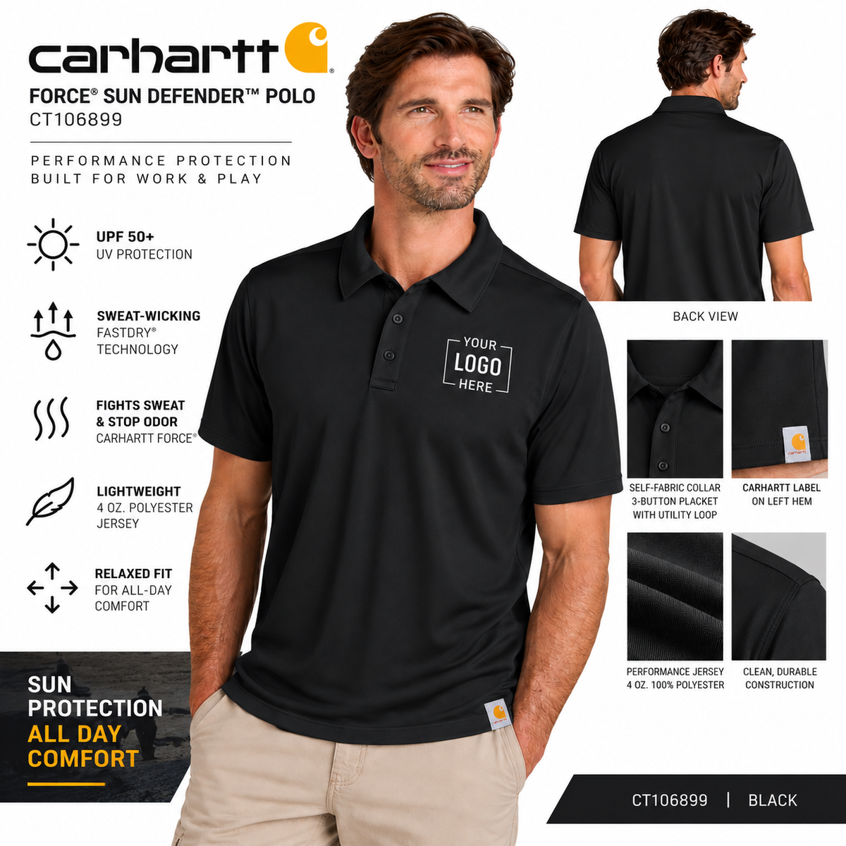 Custom Carhartt Force® Sun Defender™ Polo | CT106899