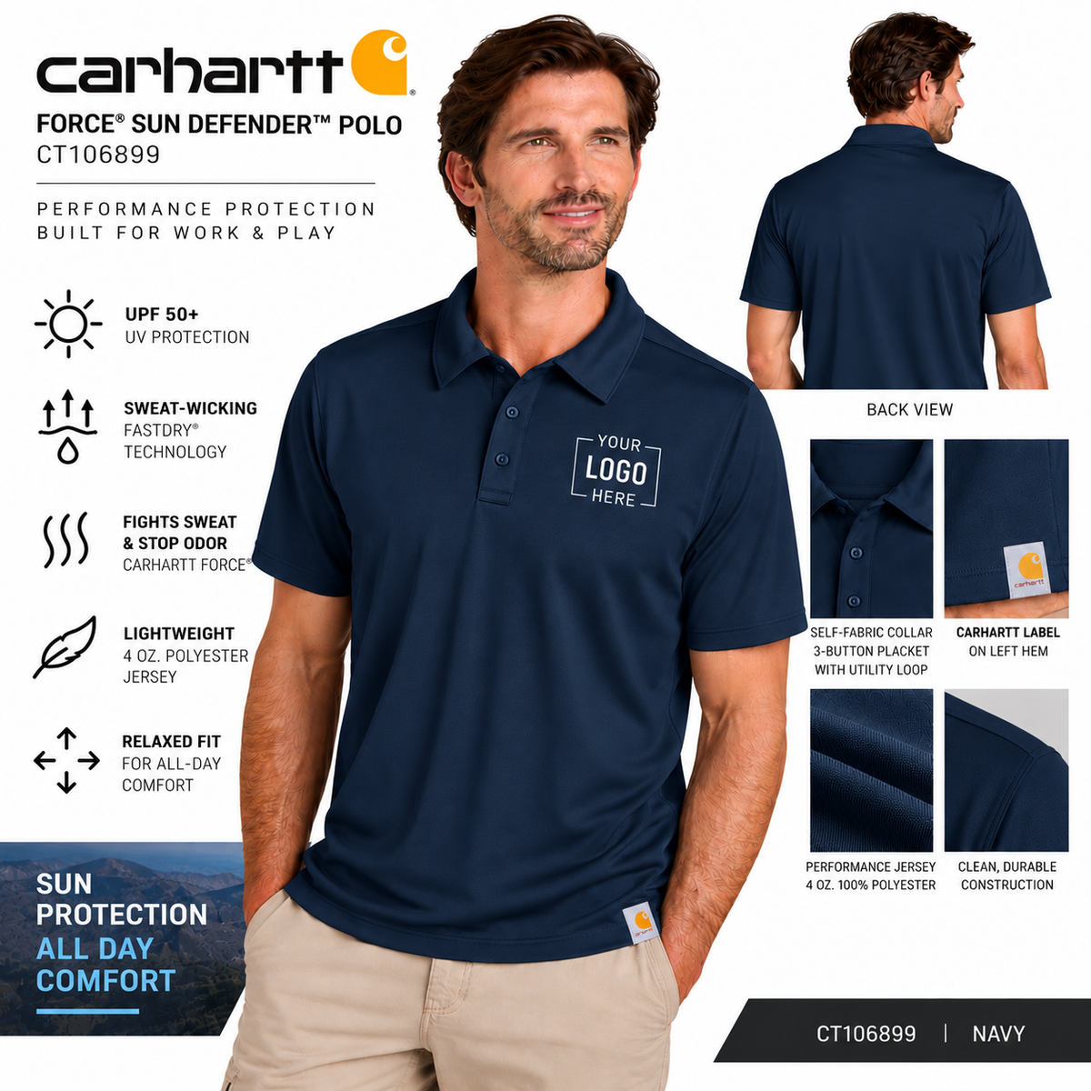 Custom Carhartt Force® Sun Defender™ Polo | CT106899