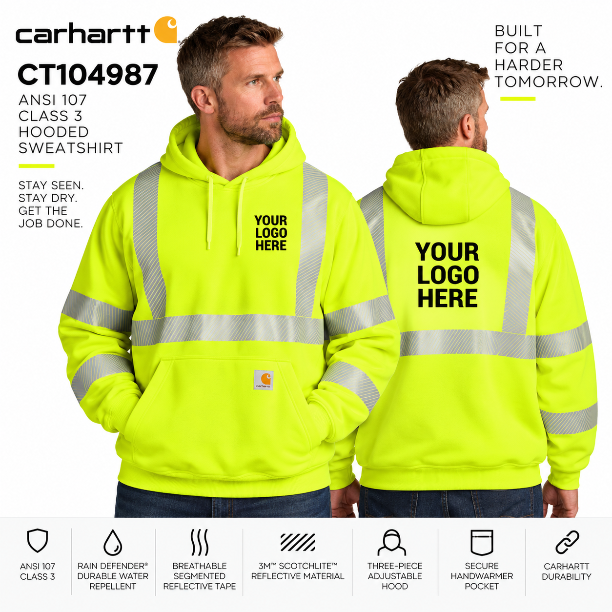 Custom Carhartt ANSI Class 3 High-Visibility Pullover Hoodie | CT104987