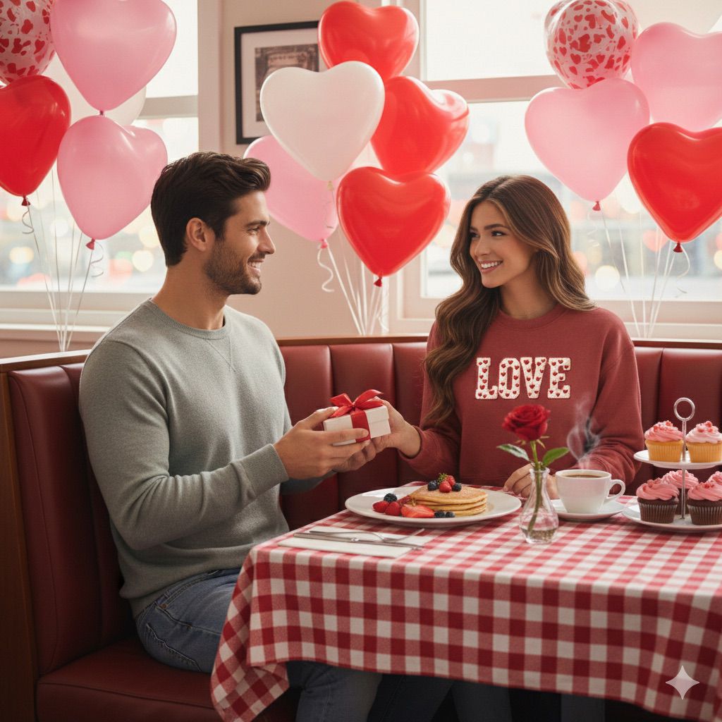 LOVE Cropped Sweatshirt – Faux Chenille Plush Embroidery–Style Valentine Design