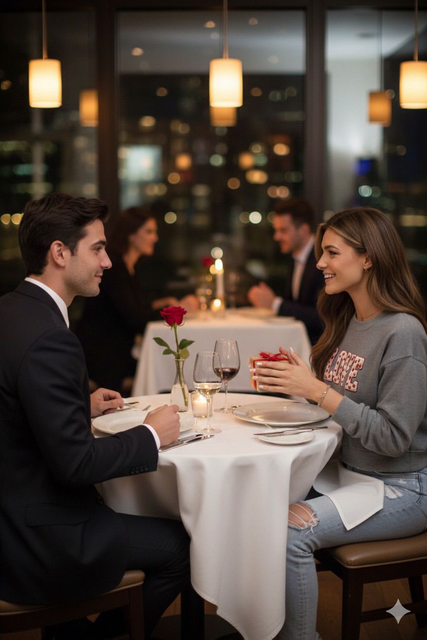 LOVE Cropped Sweatshirt – Faux Chenille Plush Embroidery–Style Valentine Design