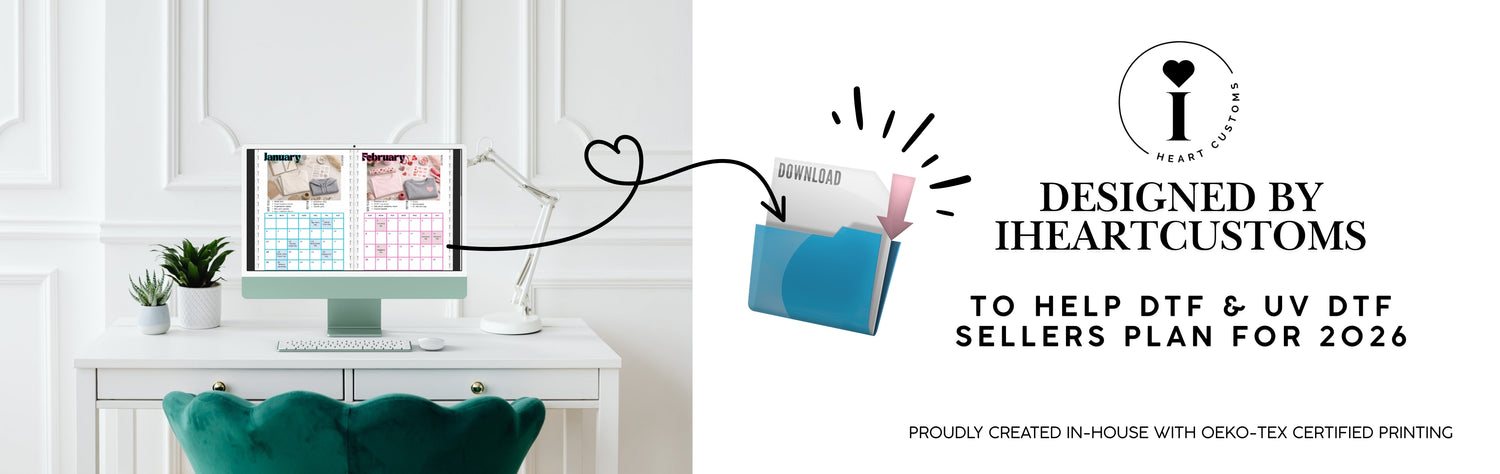 Easy download process for the free 2026 custom printing calendar created by iHeartCustoms