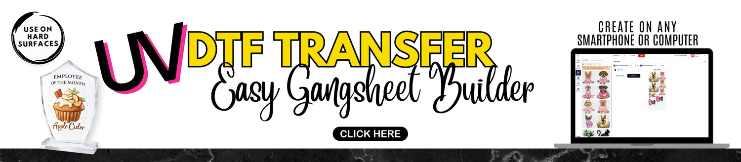 UV DTF transfer builder by iHeartCustoms for custom decals and hard surface applications with fast Orlando pickup