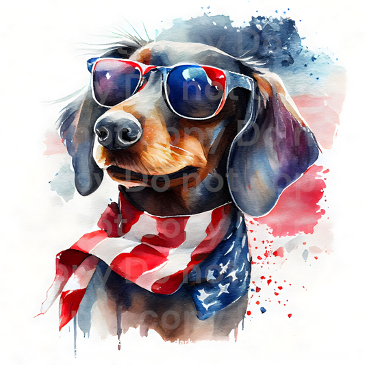 Patriotic Dachshund Dog Transfer Film 493