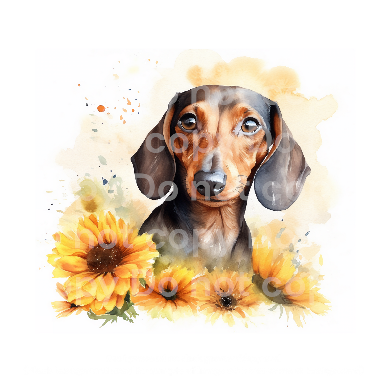 Sunflower Dachshund Dog Transfer Film 498