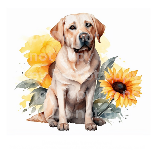 Sunflower Labrador Dog Transfer Film 0404