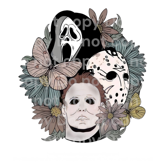 Halloween Horror retro flowers Transfer Film 1146