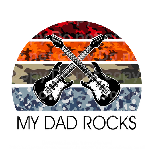 Camouflage My Dad Rocks Guitar Transfer Film 725