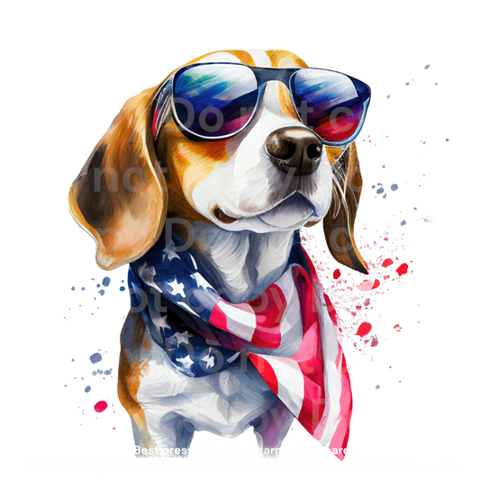 Patriotic Beagle Dog Transfer Film 04020