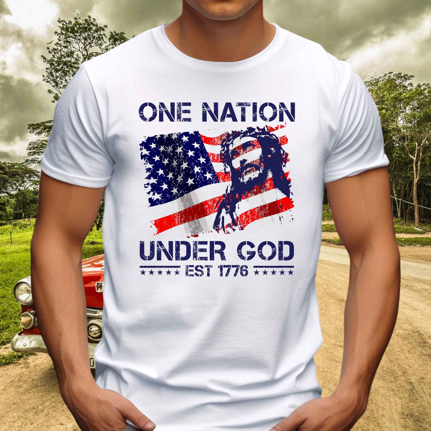 One Nation Under God Adult Cotton T-shirt