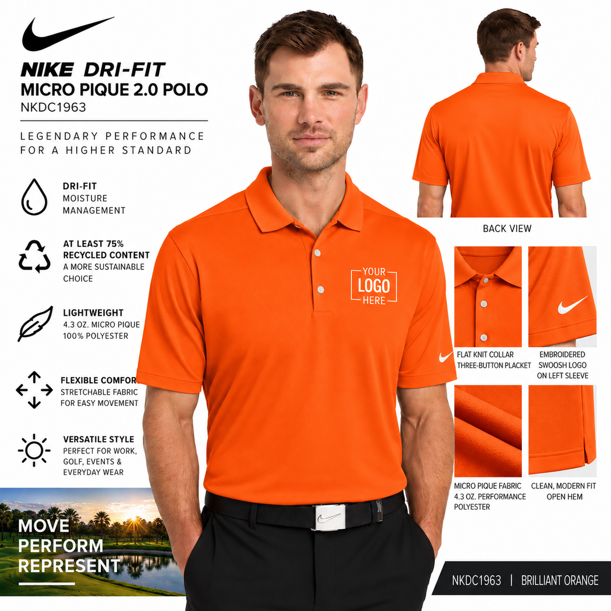 Custom Nike Dri-FIT Micro Pique 2.0 Polo | NKDC1963