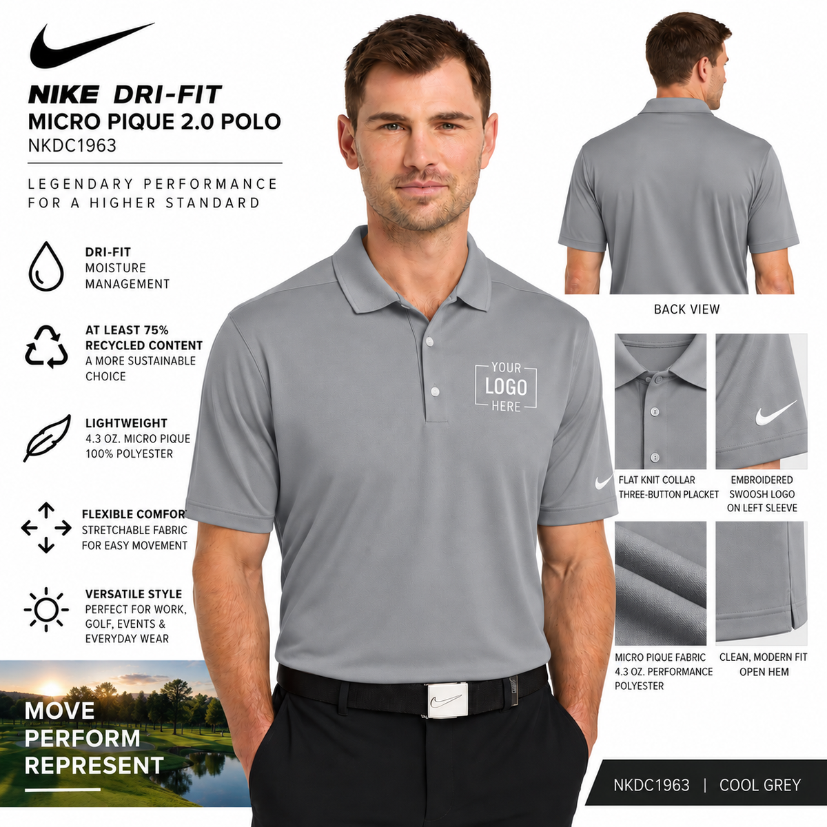 Custom Nike Dri-FIT Micro Pique 2.0 Polo | NKDC1963