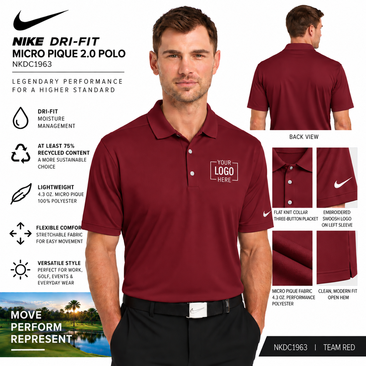 Custom Nike Dri-FIT Micro Pique 2.0 Polo | NKDC1963