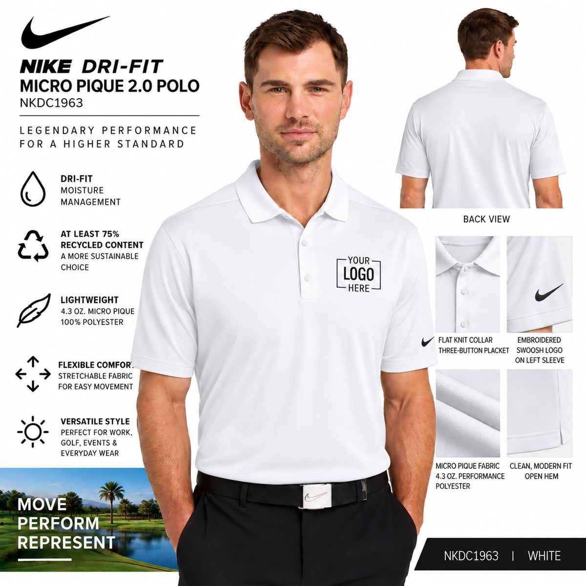 Custom Nike Dri-FIT Micro Pique 2.0 Polo | NKDC1963