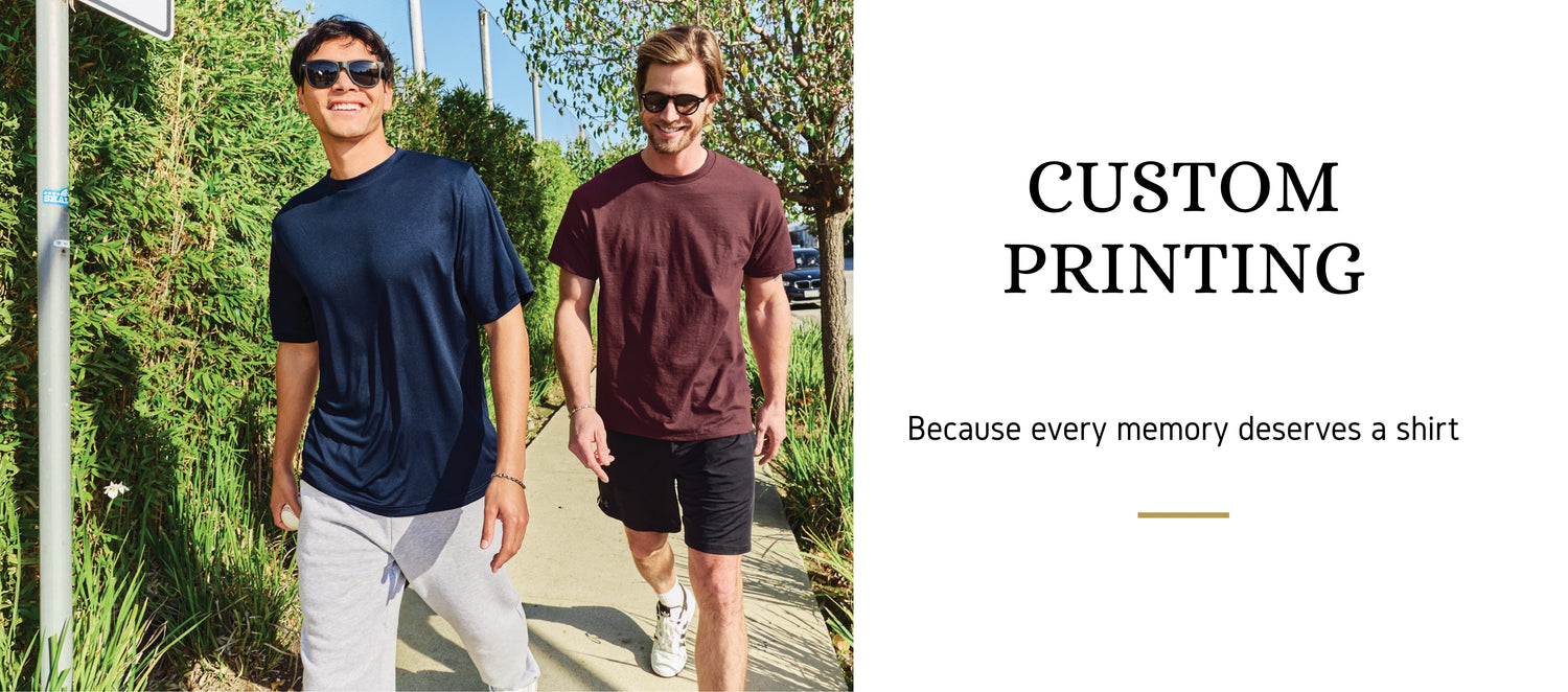 Custom printed apparel collection featuring t-shirts, hoodies, tote bags, and lifestyle merchandise for branded apparel printing.