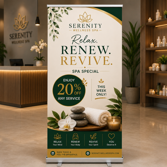 33" Retractable Banner Stand | Trade Show Pop Up Display | Vendor Booth Signage | iHeartCustoms Orlando