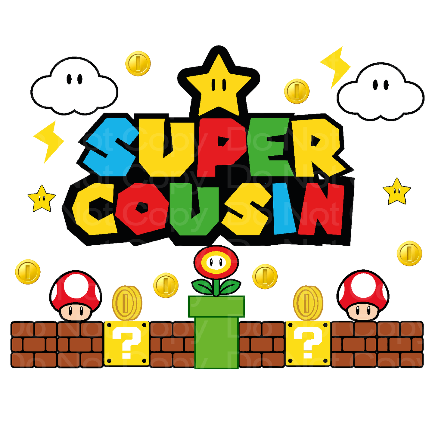 Super Cousin Gamer Birthday Family Matching Transfer Film 03019