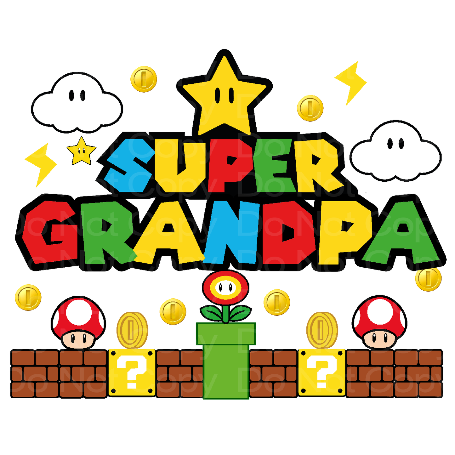 Super Grandpa Gamer Birthday Family Matching Transfer Film 03015